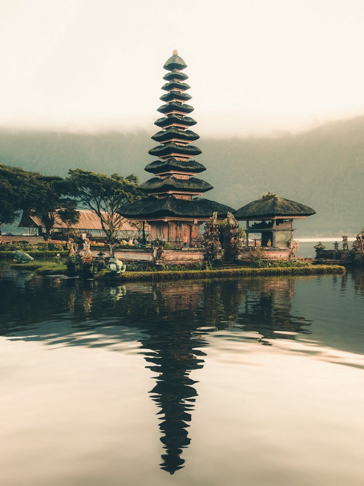 Ulun Danu Beratan temple on the lake in Bali