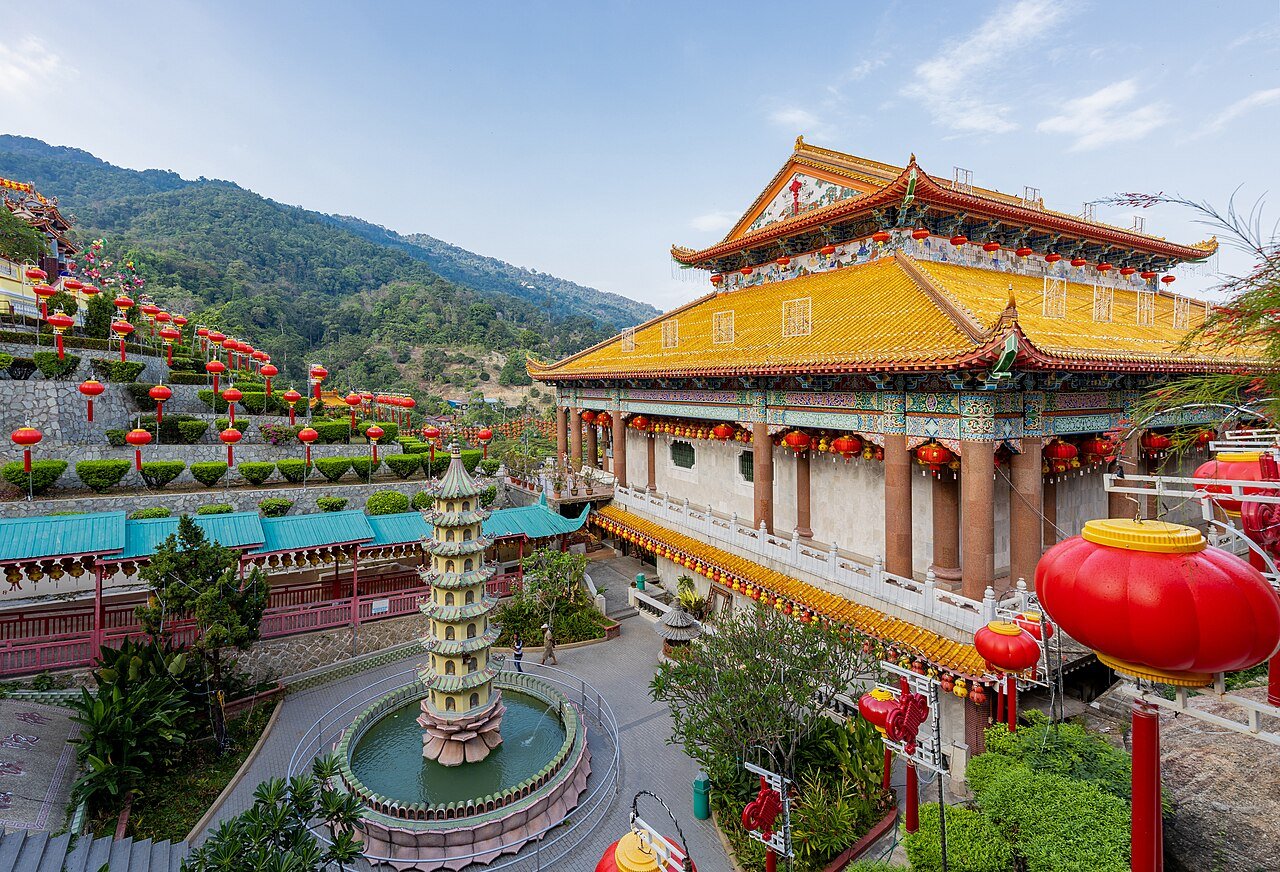Kek Lok Si Temple in Penang, with red lanterns and hillside pavilions